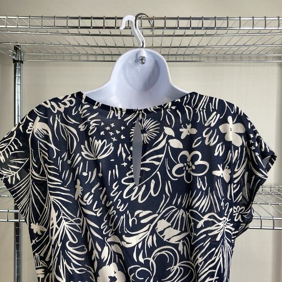 Vintage Liz Roberts 80’s Navy Floral‎ Boho Dress Est. Size M Retro Coastal - Picture 8 of 10